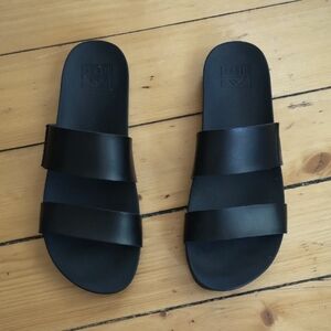 Reef Black Slide Sandals, 10